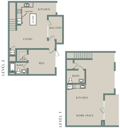Floor plan for 1 bed, 1 bath, 1825 sqft